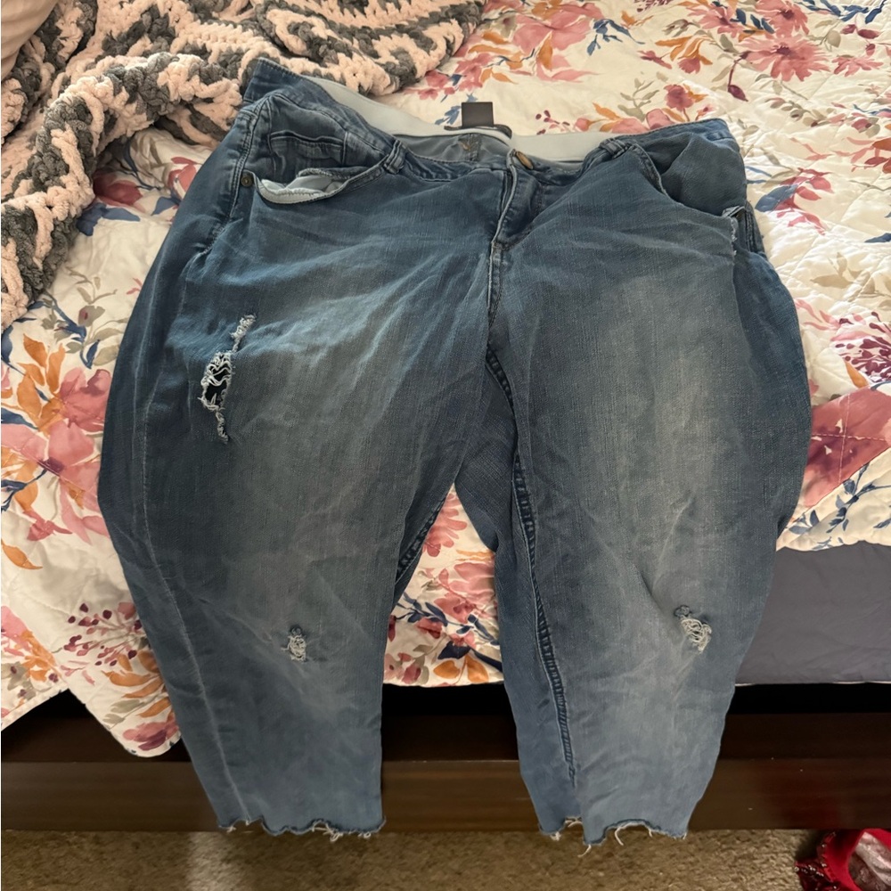 Democracy distressed raw hem skinny jeans